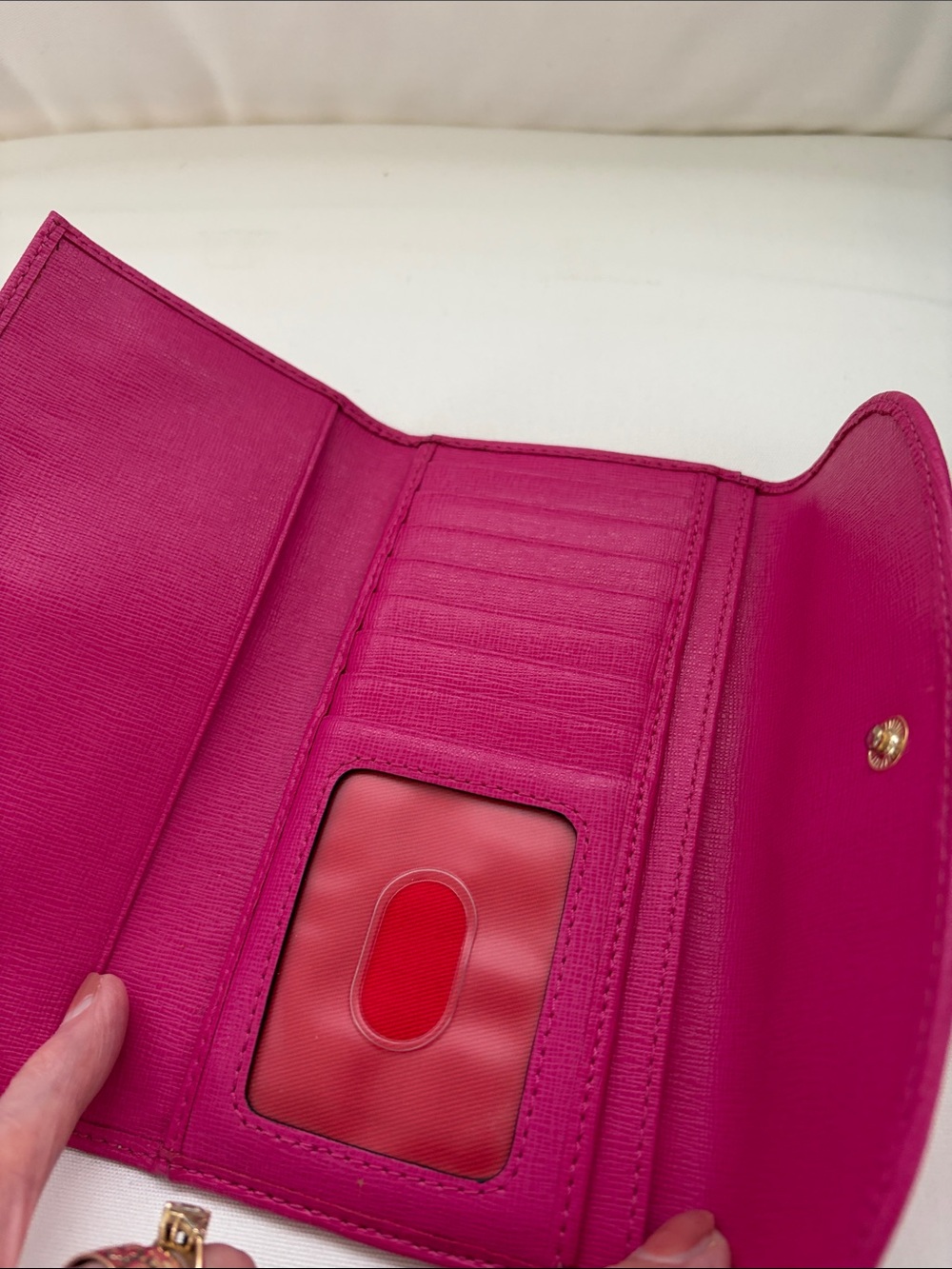 Dooney & Bourke Fuschia Saffiano Leather Continental Wallet with Gold Plaque